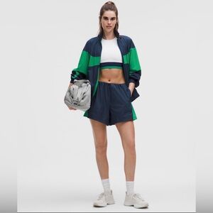 Lululemon Nylon High‑Rise Short 5″ Retro Remix Set In Navy – Size M – NWT